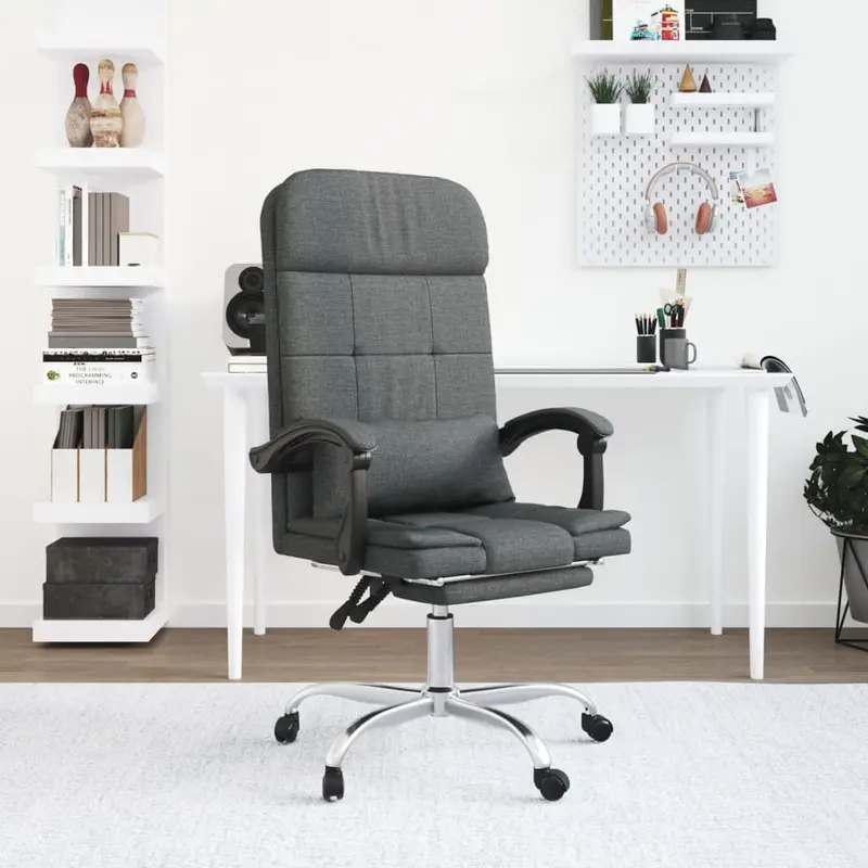 Bürostuhl mit Massagefunktion Dunkelgrau Stoff