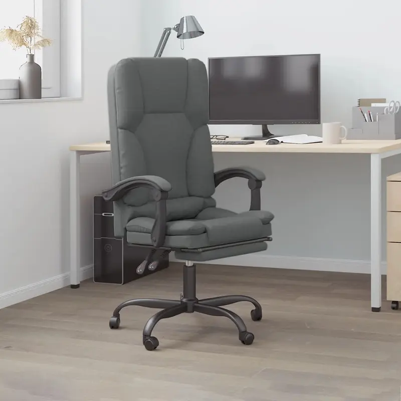Bürostuhl mit Massagefunktion Dunkelgrau Stoff