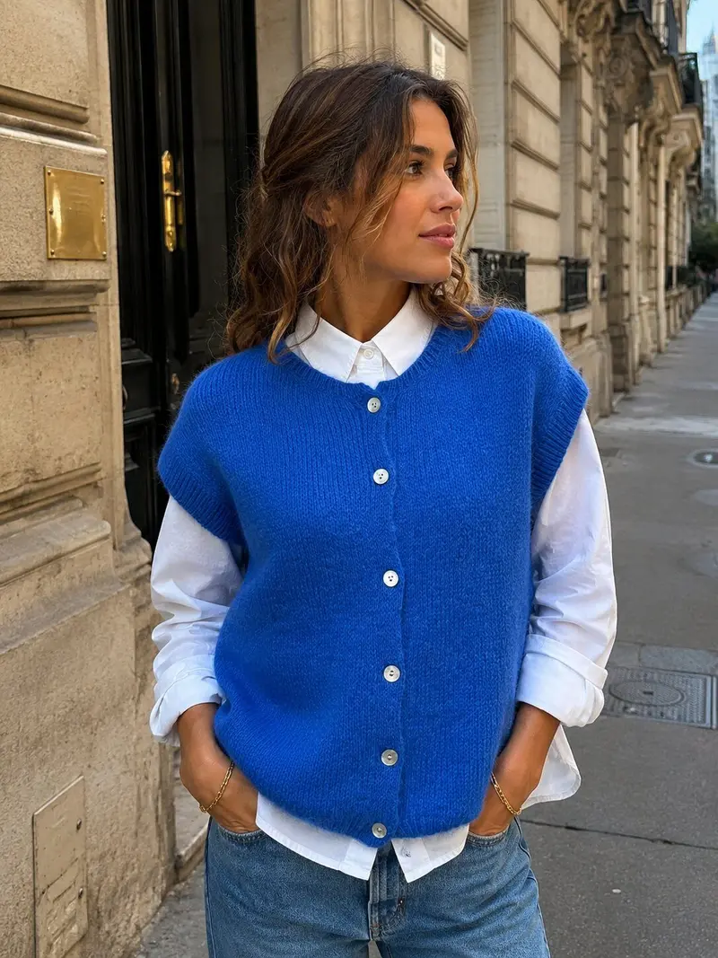 Cardigan Ärmellos I Blue