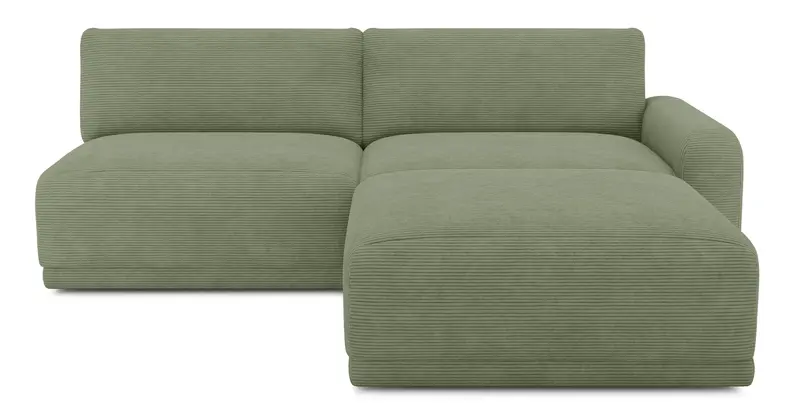 Carle 3-Sitzer mit Rechter Armlehne und Hocker - Cord Velours