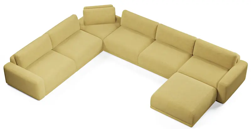 Carle 339 x 444 Sektional Doppelarm und Hocker - Cord Velours