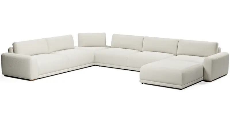 Carle 339 x 444 Sektional Doppelarm und Hocker - Naturgewebe