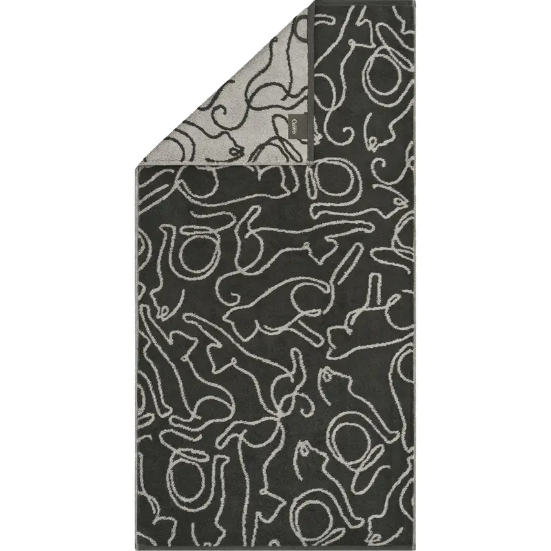Cawö Handtuch Cute Cats 6264 basalt-platin