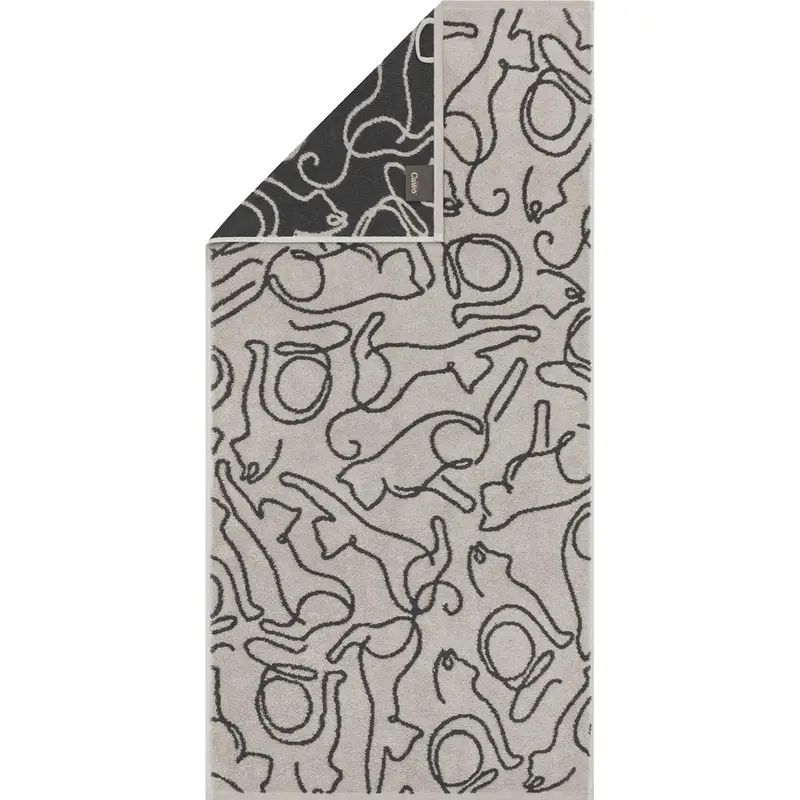 Cawö Handtuch Cute Cats 6264 platin-basalt