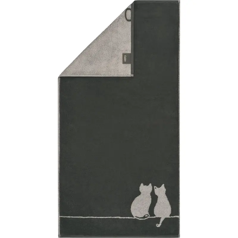 Cawö Handtuch Cute Cats You & Me 6263 basalt-platin