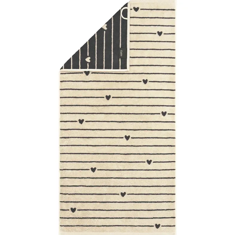 Cawö Handtuch Heart Beats Lines & Hearts 6276 basalt