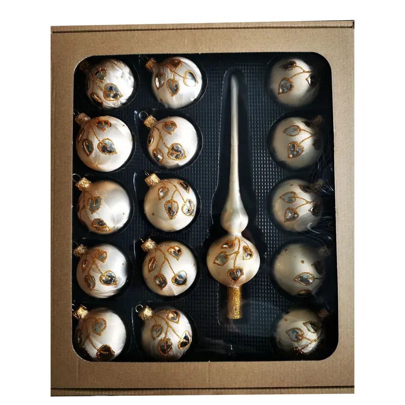 Christbaumschmuck "Eislack-Gold" aus Glas, 16-teilig