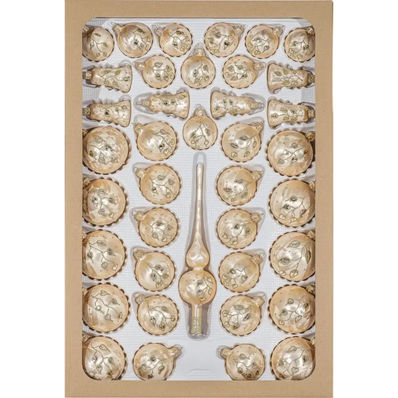 Christbaumschmuck "Eislack - Gold" aus Glas, 39-teilig