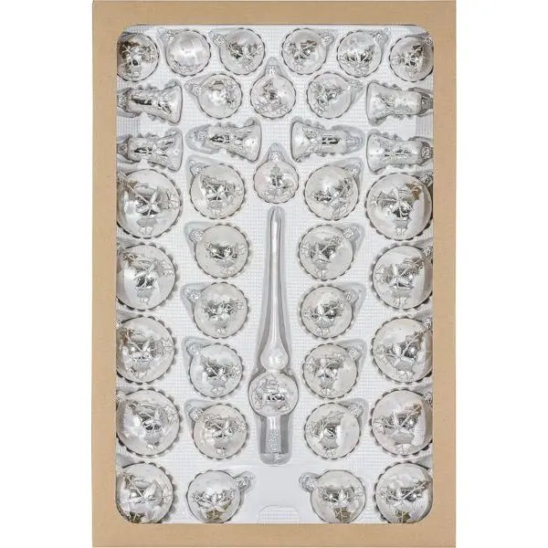 Christbaumschmuck "Eislack-Weiß" aus Glas, 39-teilig