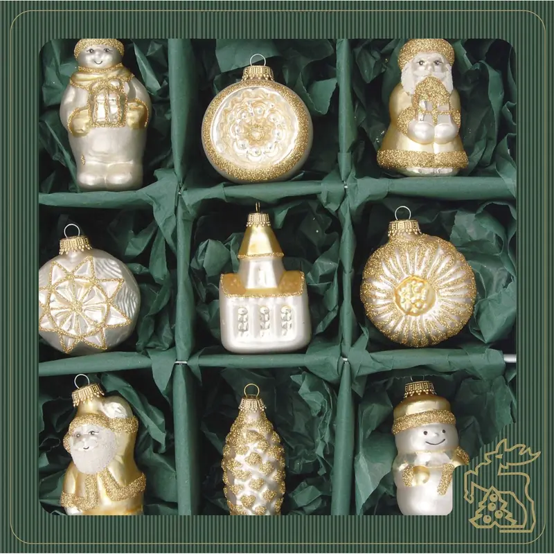Christbaumschmuck Formen und Figuren "gold" 9-teilig
