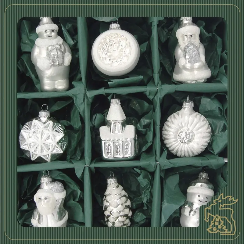 Christbaumschmuck Formen und Figuren "silber" 9-teilig