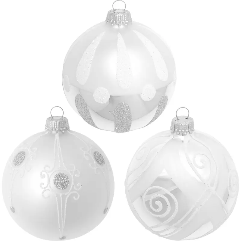 Christbaumschmuck Glaskugelset 3-teilig, silber