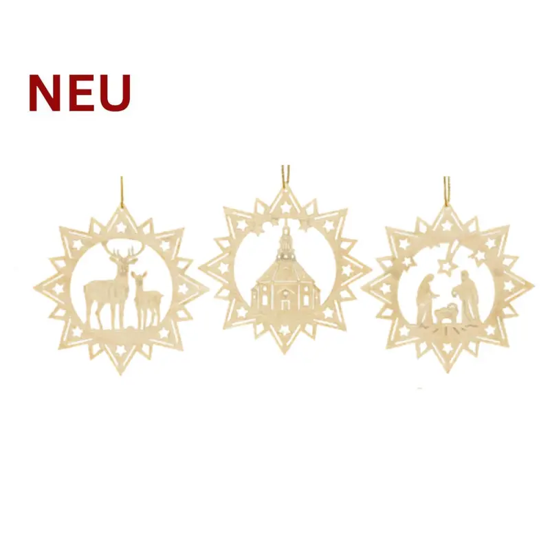 Christbaumschmuck "Klassisch" - 3er Set, natur, 8 cm