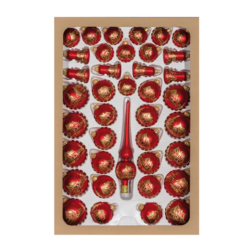 Christbaumschmuck "Rot/Gold" aus Glas, 39-teilig