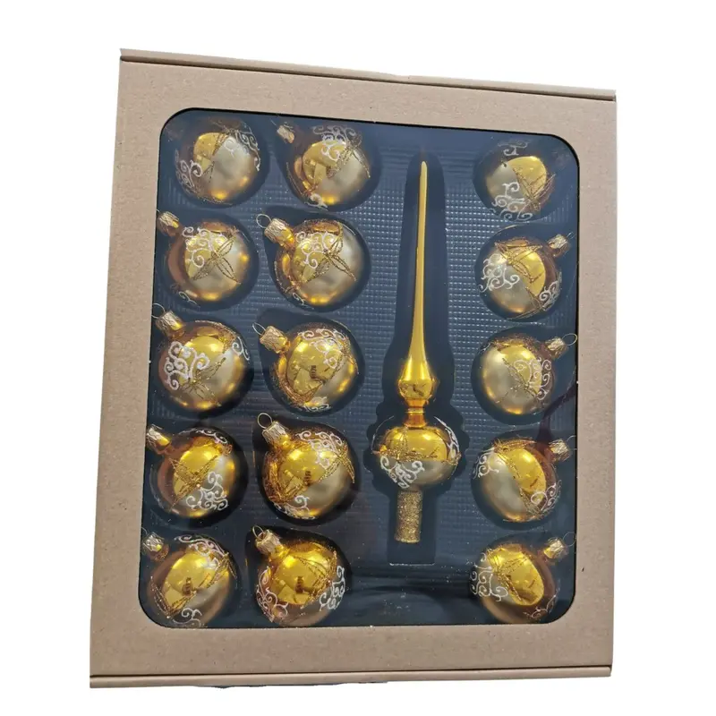 Christbaumschmuck "Satin-Gold" aus Glas, 16-teilig