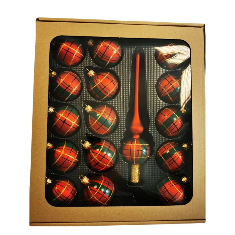 Christbaumschmuck "Satin-Rot" aus Glas, 16-teilig