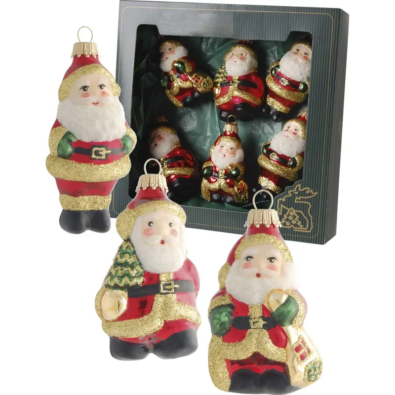 Christbaumschmuck "Weihnachtsmänner" Rot/Gold, 6-teilig, 9 cm