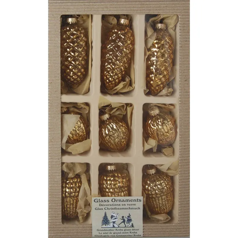 Christbaumschmuck Zapfen/Eicheln/Walnüsse "gold", 9-teilig