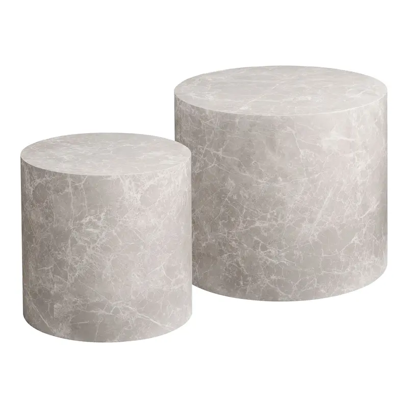 Couchtisch – Beige Marmoroptik, 2er-Set, 36/40 cm Höhe - Prague | House Nordic