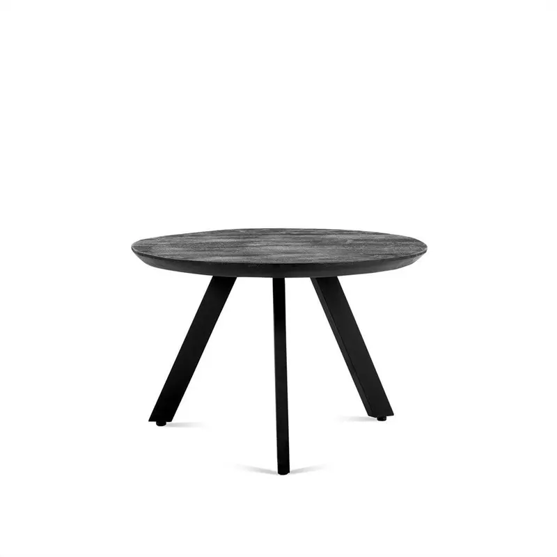 Couchtisch Berlin Ø80cm aus Massivholz - Schwarz