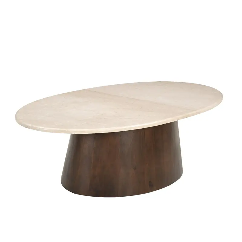 Couchtisch Bottecino Oval aus Mangoholz 120*65cm - Beige/Braun