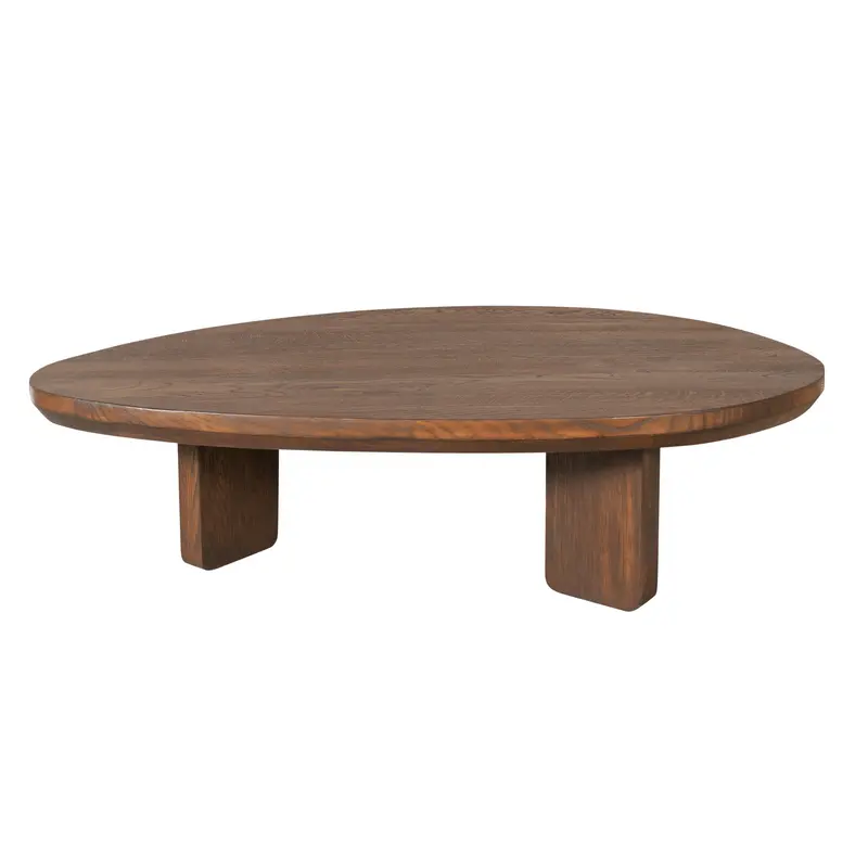 Couchtisch – Braunes Eichenholz, Dreieck Form, Weiche Rundungen 130 cm – Zillah | Starfurn