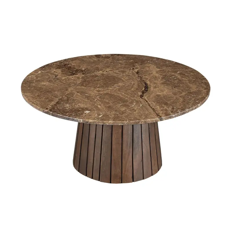 Couchtisch Emperador mit Marmoroptik Ø80cm - Dunkelbraun