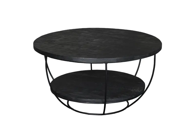 Couchtisch Evan Norris Ø65cm aus Massivholz - Schwarz
