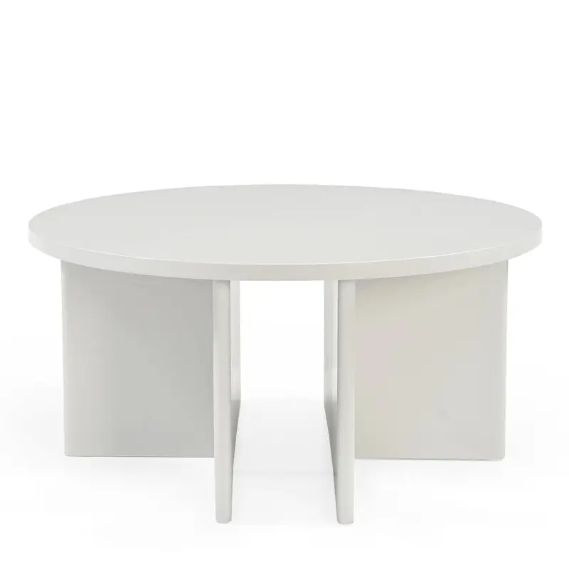 Couchtisch Jade 80cm aus Massivholz - Cremeweiß