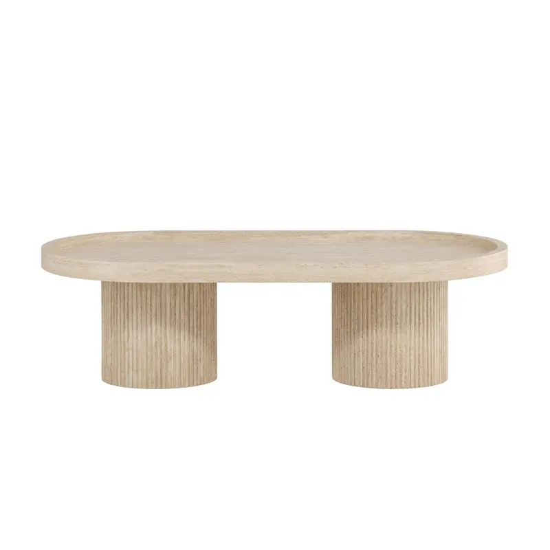 Couchtisch Krille 120*60cm in Travertin-Optik - Beige