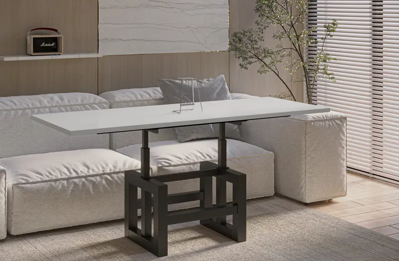 Couchtisch "Lili" 110-170cm (Weiß Hochglanz)