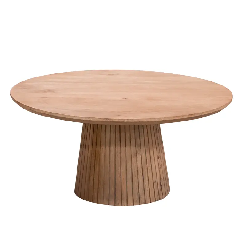 Couchtisch – Mangoholz Material, Runde Form, Natur Farbe, 80 cm - Solana | Starfurn