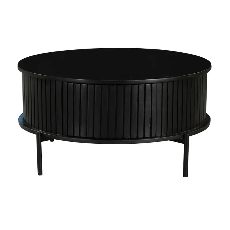 Couchtisch – Mangoholz, Schwarzmetall, Lamellenoptik - Madison | Starfurn