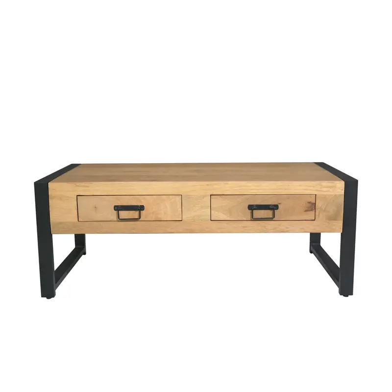 Couchtisch – Mangoholz, Schwarzmetall, Naturfinish – Britt | Starfurn