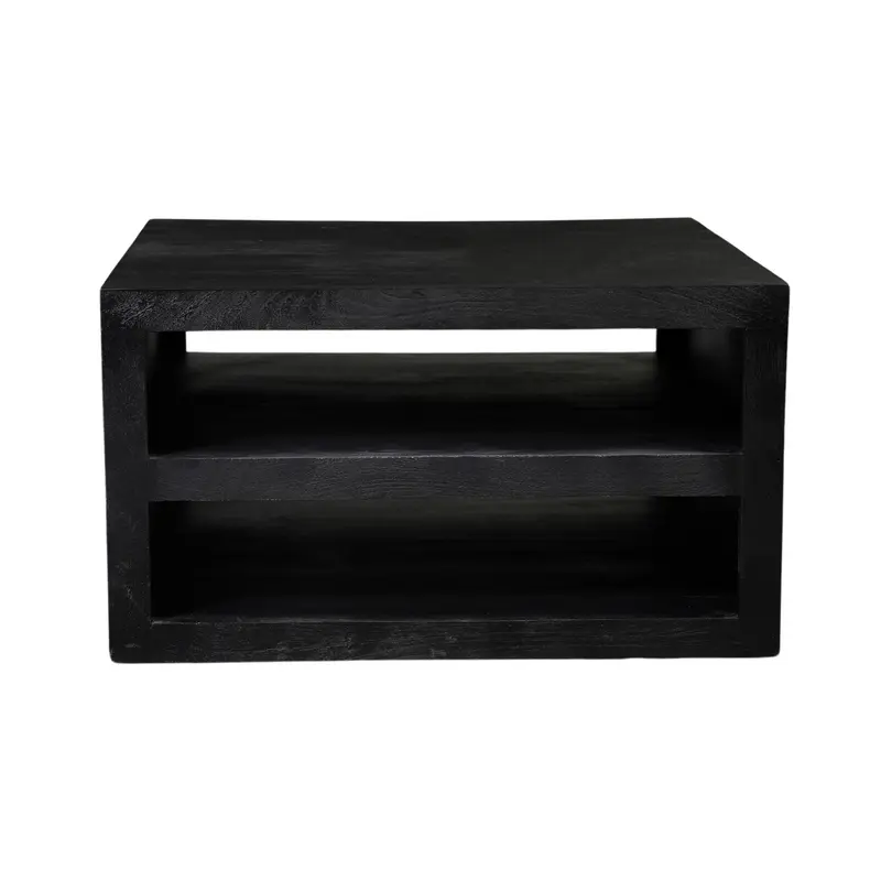 Couchtisch – Mangoholz, Schwarzoptik, Stauraumfächer – Brussel | Starfurn