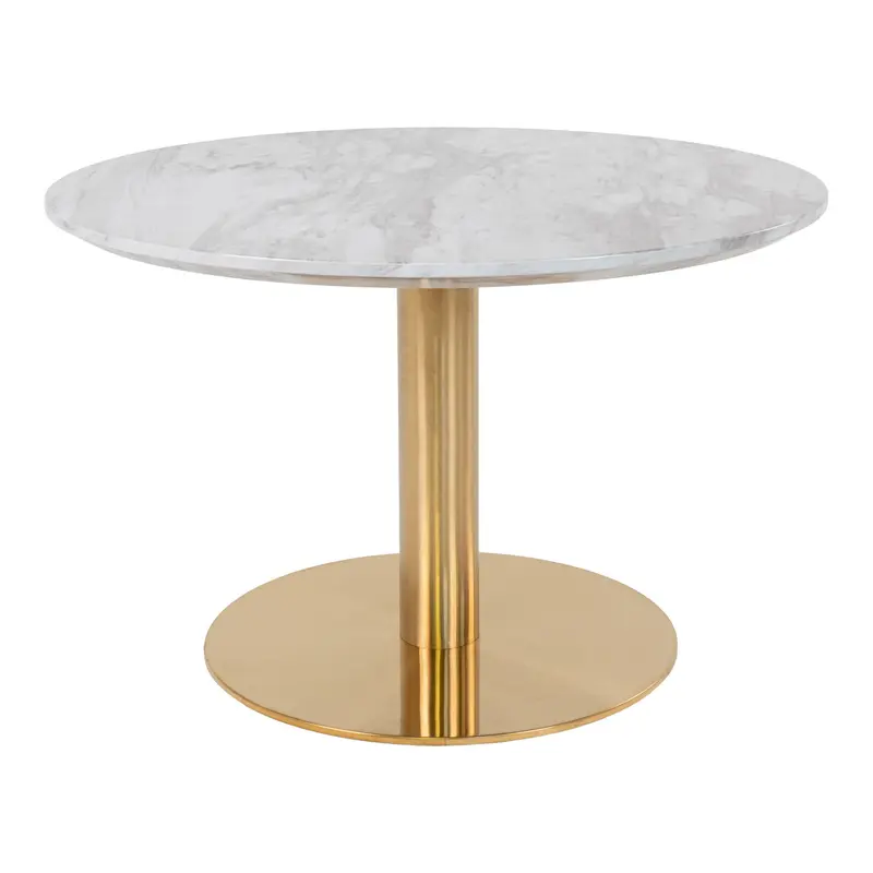 Couchtisch – Marmoroptik, Messinggestell, runde Form - Bolzano | House Nordic