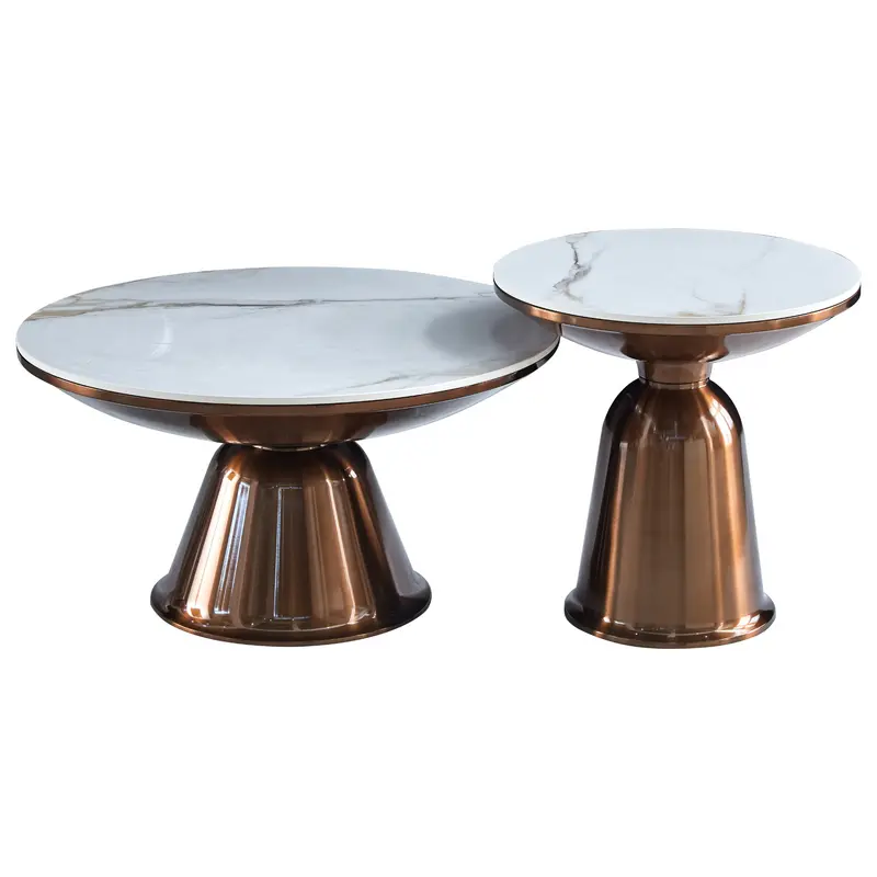 Couchtisch – Marmorplatte, Goldgestell, 2er-Set – Alix | Starfurn