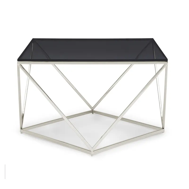 Couchtisch – Rauchglas Platte, Edelstahl Gestell, Rauchglas Grau, 48 cm Höhe - Aria | Modus Furniture International