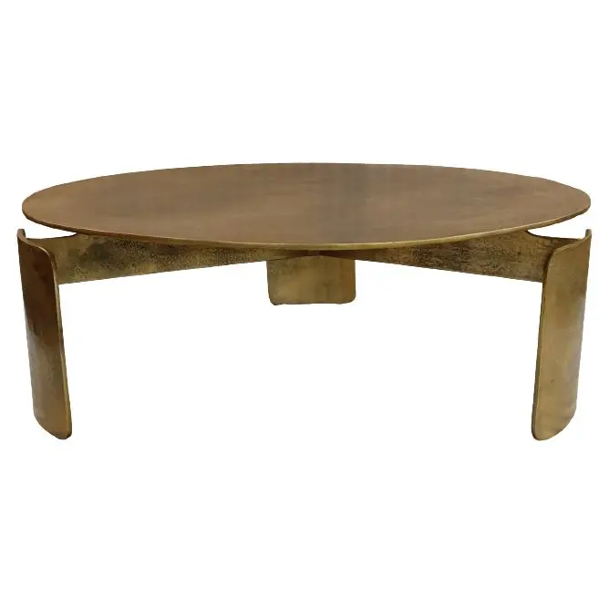 Couchtisch – Runde Form, Aluminium Oberfläche, Gold Finish – Darwin | Starfurn