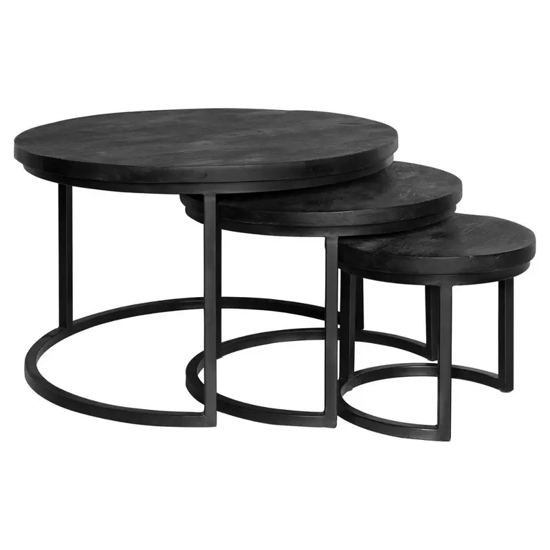 Couchtisch – Rundes Design, Mangoholz, Metallgestell – Triole | Starfurn