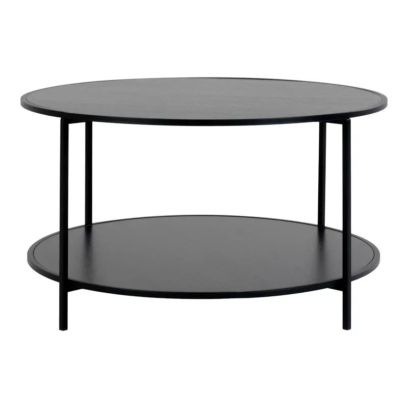 Couchtisch – Schwarzer Stahl, 2 Ablagen, 45cm hoch - Vita | House Nordic