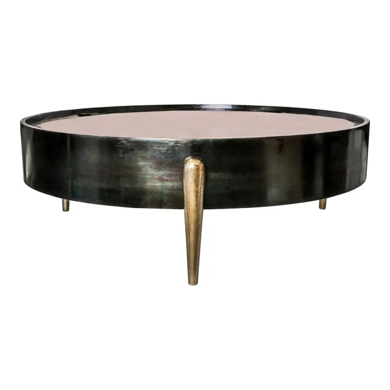 Couchtisch – Schwarzes Aluminium, Spiegeloberfläche, Runde Form - Mirror | PTMD