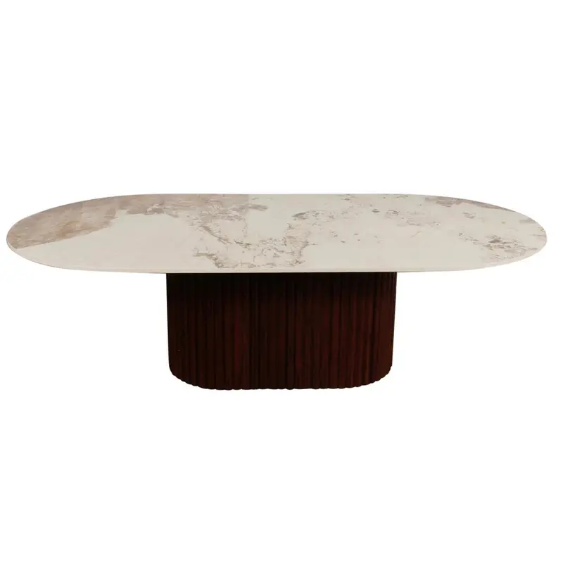 Couchtisch Urban Chique 140cm aus Keramik in Marmoroptik - Beige