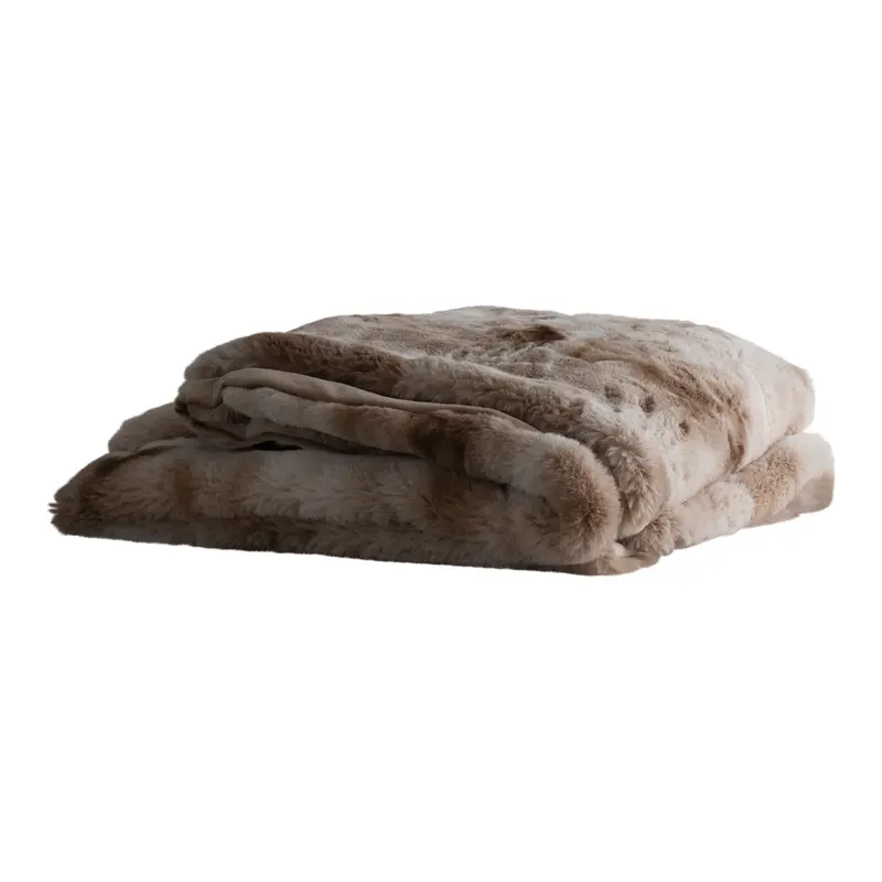 Decke – Beige Polyester, Kunstfell-Optik, Kuschelige Oberfläche, 150 x 200 cm - Linde | PTMD