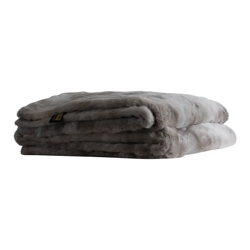 Decke – Graues Polyester, Kunstfell Optik, Glatte Oberfläche, 220 x 240 cm - Linde | PTMD