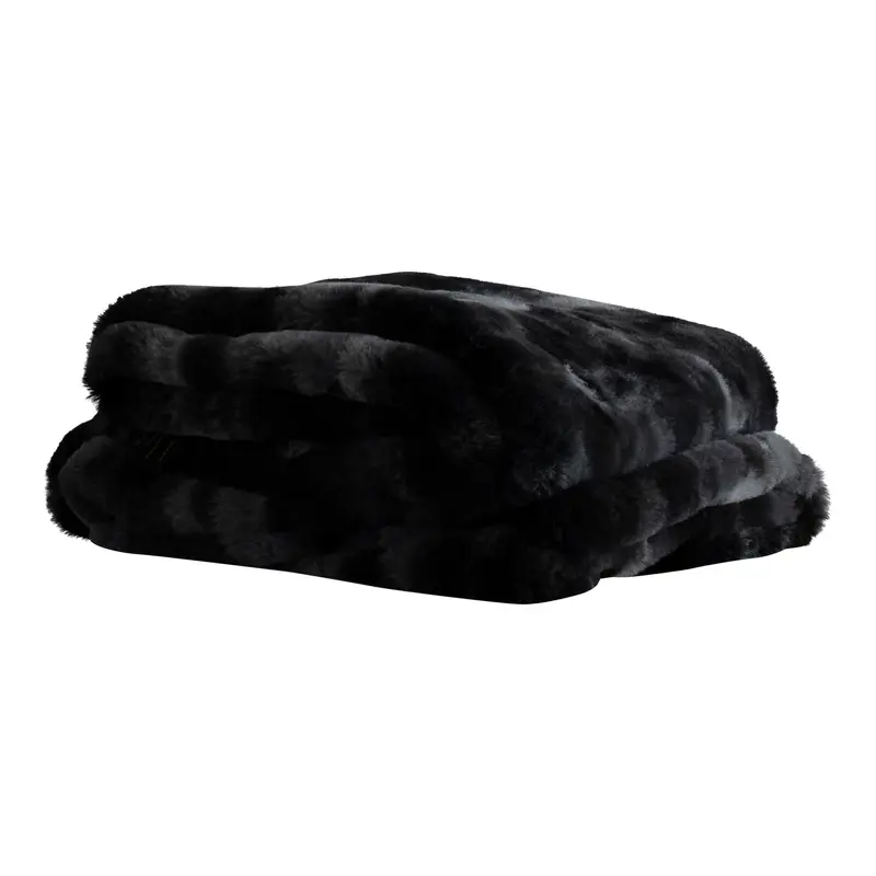 Decke – Kunstfell, Flauschige Haptik, Großzügiges Design, Schwarz, 150x200 cm – Linde | PTMD