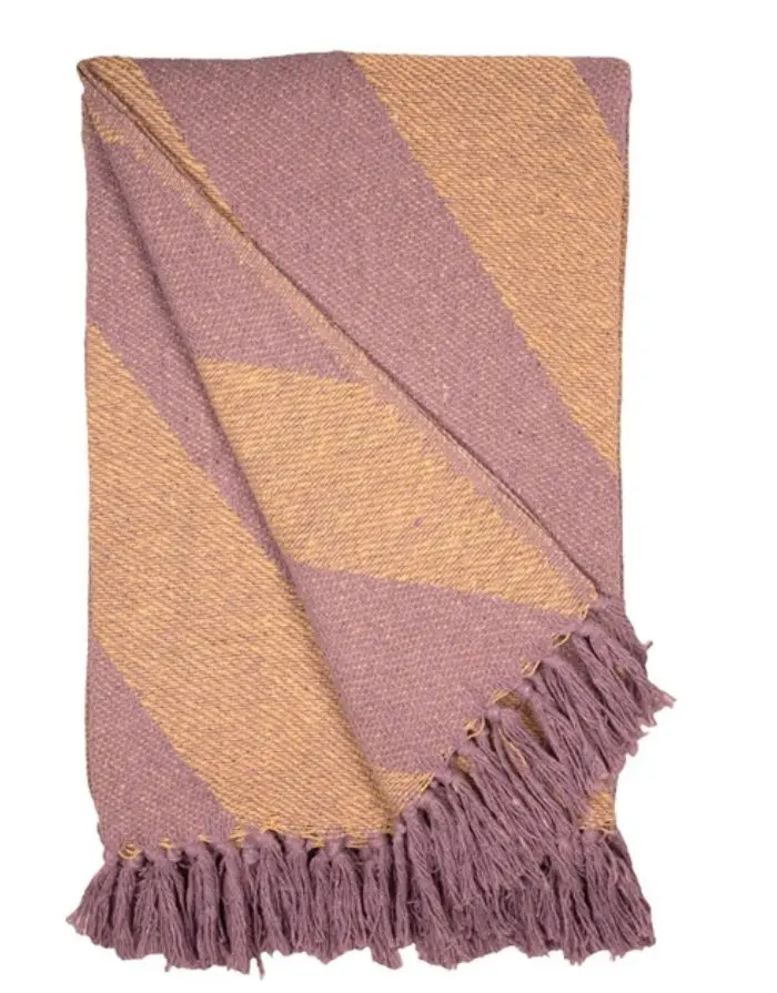 Decke Streifen I Violett/Gelb