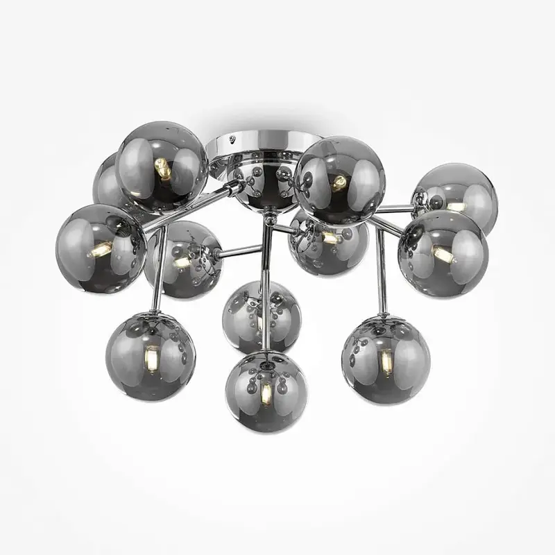 Deckenleuchte – Chrom Metall, 12-flammiges Design, Glasschirme - Dallas | Maytoni