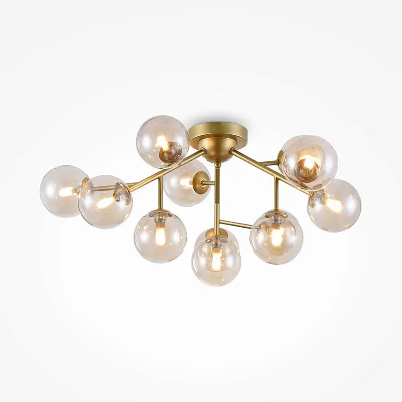 Deckenleuchte – Gold Metall, 12-flammiges Design, Glasschirme - Dallas | Maytoni