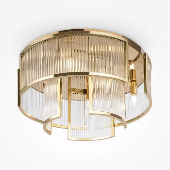 Deckenleuchte – Goldfarbenes Metall, 6× E14 Fassung, Glasschirme, Höhe 28,2 cm - Frame | Maytoni